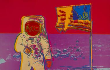 Andy Warhol
Moonwalk, 1987
screenprint on Lenox Museum board
38 x 38 inches
Trial proof 31/66
Courtesy of Ronald Feldman Gallery, New York
© The Andy Warhol Foundation for the Visual Arts, Inc./Licensed by Artists Rights Society (ARS), New York/Ronald Feldman Gallery, New York